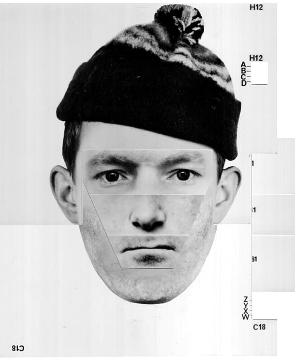 Assembled Photofit composite portrait — F167, E20, N22, M54, C1