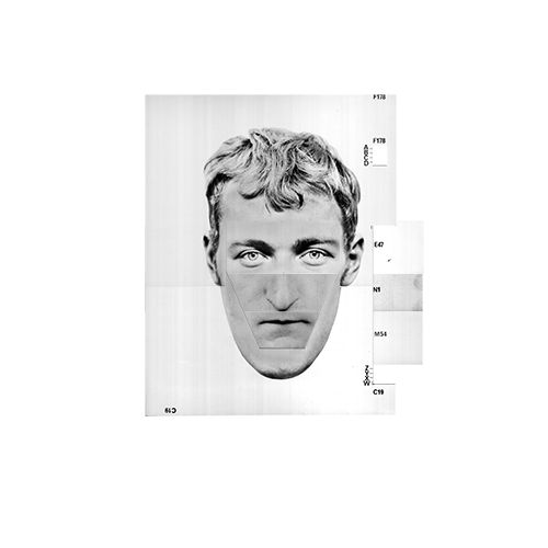 Photofit strips assembled into a composite portrait